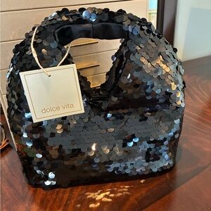 Dolce Vita Black Sequin Mini Handle Bag